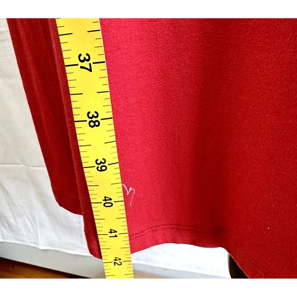 VTG Jersey Dress SHIRT PASSION ITALIA Dark Red Embroidered Bat Sleeves SZ S - Picture 6 of 14